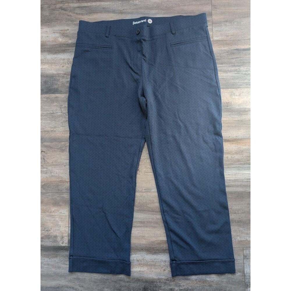 Betabrand Dress Pant Yoga Pants ankle cuffs Blue Women's XXL Basketweave Cropped